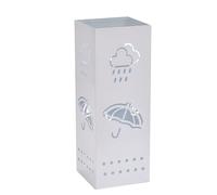 BEWBBAT Portaombrelli in metallo per ingresso, 15,2 x 15,2 x 43,2 cm, bianco, quadrato, portaombrelli autoportante con 2 ganci rimovibili per ombrello, bastoni da passeggio, decorazione per casa e