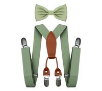 BEWDIO Bretelle per ragazzi con papillon prelegato, regolabili, set per bambini con 4 robuste clip in metallo