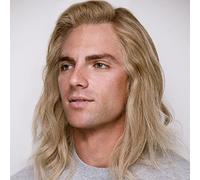 Beweig Parrucca lunga bionda da uomo, capelli sintetici resistenti al calore, parrucca lunga e liscia, per feste di Halloween, 1 pezzo