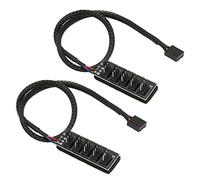 Bewinner 2Pcs 3Pin 4Pin PWM Fan Hub Cable, 5 Modi 12V PC CPU Ventola di Raffreddamento Cavo di Alimentazione Splitter Hub, PWM Case Fan Splitter per Computer Desktop Cooler Case Fans