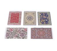 Bewinner 5 Pezzi Set di Tappeti Floreali in Miniatura in Scala 1/12 - Tappeti per Pavimenti Intrecciati in Stile Turco Vintage per Decorazioni per la Casa delle Bambole, Moquette Morbide