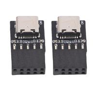 Bewinner Adattatore da Pannello Frontale USB 2.0 da 9 Pin a USB-C da 2 Pezzi, Convertitore Header Interno per Scheda Madre PC, Porta Aggiuntiva C, Plug and Play, Porta Scheda Extender