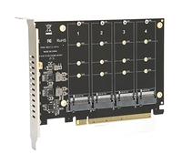 Bewinner Adattatore PCIe M.2 a 4 Alloggiamenti, Scheda di Espansione di Trasferimento SSD Protocollo da NVMe M.2 a PCIe 4.0 X16, Supporto per Scheda Divisa M.2 X16 2230 2242 2260 2280