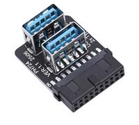Bewinner Adattatore USB 3.0 per Pannello Frontale da 19 Pin A Doppio Tipo A Femmina, Convertitore da 90 Gradi per Scheda Madre, Trasferimento Dati Ad Alta velocità da 5 Gbps Connettore Interno PC