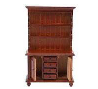 Bewinner Armadio per Casa delle Bambole in Scala 1:12, Vetrina in Miniatura con Cassetti Portaoggetti e Doppie ante, Struttura in Legno di Betulla, Finitura Bianca (Marrone)