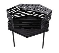 Bewinner Braciere Esagonale a Legna da Esterno, Braciere da Campeggio Portatile con Griglia per Barbecue, Caminetto in Acciaio Al Carbonio per Patio Sul Cortile, Antivento e Basso Fumo, Facile