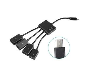 Bewinner Cavo Host di Ricarica Micro USB HUB OTG con Interruttore, Adattatore per Lettore di Schede USB per Tastiera U Disco Rigido Mobile MID UMPC E-Book, modalità OTG 2 in 1 o modalità di