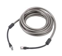 Bewinner Cavo Satellitare Rettangolare IP68 Impermeabile con Guaina in Acciaio Inossidabile, Prolunga da 5 M/16,4 Piedi, Cavo di Alimentazione Sostitutivo Adatto per Mini Ethernet, Router di Terza