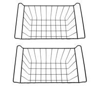 Bewinner Cestini per Congelatore in Filo Metallico Impilabili con Manici per Dispensa e Scrivania - Organizer per Casa in Metallo, Lunghezza 41,5 cm