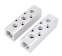 Bewinner Collettore Aria in Alluminio da 2 Pezzi a 3 Vie 5 Porte, Divisore del Blocco del Compressore d'Aria Pneumatico Porta di Uscita NPT da 1/4" Porta di Alimentazione NPT da 1/2" Distribuzione