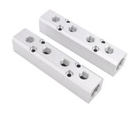Bewinner Collettore per Compressore d'aria da 2 Pezzi, Blocco di Distribuzione dell'aria a 4 Vie e 6 Porte, Uscita da 1/4" NPT Porta di Alimentazione da 1/2" NPT, Divisore per Tubo dell'aria in