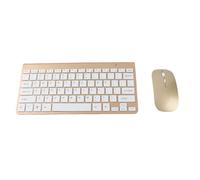 Bewinner Combinazione Mouse Tastiera Wireless, Set Tastiera e Mouse Ultra Sottili, Tastiera Compatta per Laptop, Connessione 10 M, Tastiera Portatile per Computer, PC(Lusso d'oro)