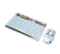 Bewinner Combinazione Mouse Tastiera Wireless Trasparente con Retroilluminazione a 3 modalità, Porta USB C, connettività Multidispositivo per Telefono Cellulare Tablet PC (Blu)