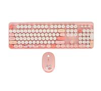 Bewinner Combinazione Tastiera e Mouse Wireless con Poggiapolsi, Alimentata a Batteria, Tastiera Ergonomica di Dimensioni Standard, 2.4G, Mouse Regolabile DPI a 3 Livelli per PCMac (Pink)