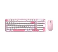 Bewinner Combinazione Tastiera e Mouse Wireless, Set Tastiera e Mouse a Doppia modalità Ricaricabile, 98 Tasti, Lunga Durata, modalità 2.4G + BT per Computer Portatile (PINK)