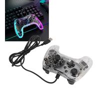 Bewinner Controller di Gioco Cablato, Joystick Controller di Gioco per PC con Doppia Vibrazione Turbo, Giroscopio a 6 Assi Luce RGB Trasparente Gamepad per PC