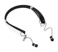 Bewinner Cuffie Bluetooth con Archetto da Collo, Cuffie da Collo Wireless Pieghevoli con Auricolari Retrattili, Auricolari Stereo con Cancellazione del Rumore con Microfono (nero bianco)