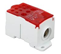 Bewinner DIN Rail Morsettiera per Barra di Giunzione 400A 690V (rosso) | Modulo di distribuzione dell\'alimentazione, conduttore in ottone, guscio PA66 ignifugo, armadio ad alta tensione
