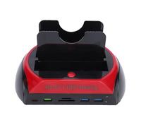 Bewinner Docking Station per Disco Rigido a Doppio Alloggiamento, Lettore SSD SATA IDE HDD da 2,5 Pollici, Dock Esterno USB 3.0 con Backup One Touch, Lettore di Schede di Memoria