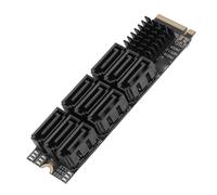Bewinner Dual M.2 PCIE Adapter for SATA or PCIE NVMe SSD, M.2 to Serial ATA 3.0 Adapter, 9 Port PCIE3.0 X2 Expansion Card M Key to SATA Converter for SSD HDD Optical Drive Storage