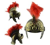 Bewinner Elmo Romano Guerriero Costume Cosplay Combattente Romano, Elmo da Gladiatore con Pennacchio di Piume Rosse con Visiera Pieghevole per Uomini e Donne Festa a Tema