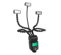 Bewinner Flash Macro per Fotocamera, Flash Flessibile per Fotocamera in Metallo Plastico con 3 Teste 5600K 104°F 8 Livelli di luminosità Bracci da 48 Cm per Fotografia Ravvicinata di