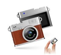 Bewinner Fotocamera Digitale Vintage Mini HD 1080p, Stile Retrò, LED Light, Compatta Portatile con Scheda 128GB, Ideale per Foto e Video - Brown