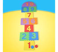 Bewinner Gioco del Gioco della Campana Gigante per Bambini, Tappeto in | Set di piastrelle ad incastro, gioco da giardino interno ed esterno, gioco per famiglie con dischi pennarelli