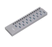Bewinner Hub USB 3.0 a 16 Porte, Hub Dati USB in Lega di Alluminio con Trasmissione Ad Alta velocità con Interruttori di Alimentazione Individuali, Compatibile con 7 8 10 11, per (Spina