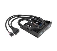 Bewinner Hub USB 3.0 Compatto Sul Pannello Frontale per un Trasferimento Rapido dei Dati, Pannello Frontale per unità Floppy USB 3.0 da,5 Pollici con Interfaccia HD per Giocatori Resin ferro (BLACK)