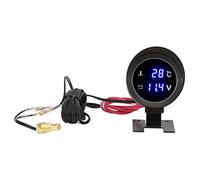 Bewinner Indicatore Digitale Rotondo della Temperatura dell'Acqua Voltmetro LED DC 9V-36V Luce Blu per Auto Moto ATV, Misuratore di Temperatura Universale per Camion con Display della Tensione,