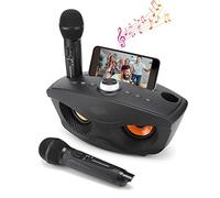 Bewinner Karaoke Wireless Altoparlante Bluetooth per la Casa con Due Microfoni Portatili per Feste e Eventi Casa Nero