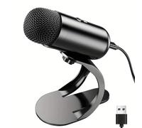 Bewinner Microfono per Computer USB, Microfono a Condensatore Audio Onnidirezionale a 360 ° con Supporto e Luce Indicatore per Podcast, Canto e Streaming