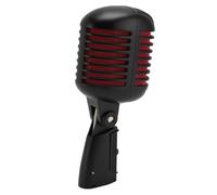 Bewinner Microfono per Voce Dinamico retrò, Microfono in Lega di Zinco Stile Vintage con Rack Rotante Autotensionante, Modello Cardioide per KTV, Palco, Studio di Registrazione (BLACK)