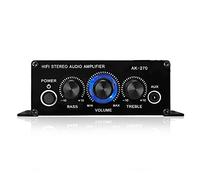 Bewinner Mini Amplificatore di Potenza Audio Stereo a 2, Amplificatore Audio Portatile da 20 W X 2 con Ingresso AUX, Stereo per Auto e Casa a Bassa Distorsione per Altoparlanti, Lega di Alluminio