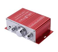 Bewinner Mini amplificatore per auto, amplificatore audio digitale a canali, lettore CD audio MP3 DVD audio FM per auto/moto con controller tastiera elettronica (rosso)