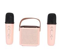 Bewinner Mini Karaoke Altoparlante Bluetooth Portatile con 2 Microfoni Wireless, Suono Stereo con Effetti di Luce RGB Altoparlante da 6 W per Feste in Casa, Intrattenimento KTV e Viaggi (PINK)