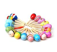 Bewinner Mini Maraca in Legno, Leggero, Sonaglio a Percussione Manuale per Esercizi di Presa, Sicuro per i Neonati, Migliora il Legame e le abilità Sociali, Legno Massiccio, 4,7 X 1,4 pollici.