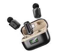 Bewinner Mini Microfono Lavalier Wireless, Riduzione del Rumore AI.Cambia Voce AI, Custodia di Ricarica da 10 Ore, Mini Microfono con Clip per Registrazione Video, Vlogging (Albicocca Nera)