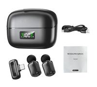 Bewinner Mini Microfono Wireless con Riduzione del Rumore AI per Registrazione Video, Microfono con Cancellazione del Rumore Che Cambia Voce per Riprese Vlog, Materiale ABS (Albicocca Nera)