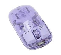 Bewinner Mouse da Gioco Wireless, Mouse Ottico USB da 1600 DPI per Computer, Mouse Ergonomico con Guscio Trasparente Retroilluminato RGB, modalità BT 5.0 + 2.4G 2, Mouse da Gioco (Purple)