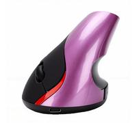 Bewinner Mouse Ergonomico Verticale Wireless a 2,4 GHz con 6 Pulsanti, Mouse Ottico Ricaricabile, 800/1200/1600 DPI, Viola per PC e laptop.