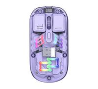 Bewinner Mouse Wireless Trasparente per PC Portatile, Mouse Ottico USB Retroilluminato RGB Trasparente, Mouse da Gioco BT 5.0/2.4G 2 modalità - Design Ergonomico, 800/1200/1600 DPI, (Viola)