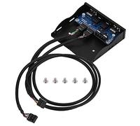 Bewinner Pannello Frontale Multifunzionale, Usb2.0 HD-Audio Pannello Frontale Floppy da 3,5" 9Pin a 2 Interfaccia Usb2.0 con Spina Audio Mic, Costruzione in Metallo Resistente, Resistente all'Usura