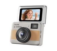Bewinner Piccolo Videoregistratore Portatile, Videocamera Digitale Portachiavi 4K con Schermo Ribaltabile da 1,47 Pollici Luce LED Fotocamera da 68 MP per Vlog di Viaggio Uso Notturno (ORANGE)