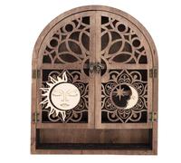 Bewinner Porta Cristalli da Parete in Legno, Espositore Dal Design Sole e Luna per Oggetti da Collezione, Smalti per Unghie, Oli Essenziali e Piccoli Ornamenti