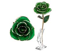 Bewinner Rosa Conservata Reale con Base Placcata in Oro 24K Fiore Eterno | Never Wilt Rose, regalo per l\'anniversario di matrimonio di San , decorazione per la casa di lusso, ricordo della vera