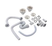 Bewinner Scarico Lavello Doppio Scarico con Sifone a S | Struttura in ABS in acciaio inossidabile, design per la prevenzione degli odori, flusso d\'acqua rapido, tubo resistente