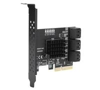 Bewinner Scheda di Espansione PCI-E a 6 Porte 3.0, Adattatore Hub Interfaccia PCIe 3.0 Gen3 4X da 6 Gbps per Dischi Rigidi, SSD, unità Ottica, Plug and Play, Indicatore LED