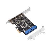 Bewinner Scheda di Espansione PCI-E a USB 3.0 con Header a 19 Pin, Adattatore USB 3.0 Interno a 2 Porte con Staffa a Basso Profilo, 4 Moduli di Alimentazione Indipendenti e Condensatori Solidi per